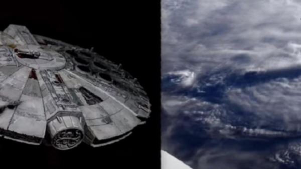 Камеры МКС засняли инопланетный корабль наподобие «Сокола тысячелетия» из «Звездных войн»